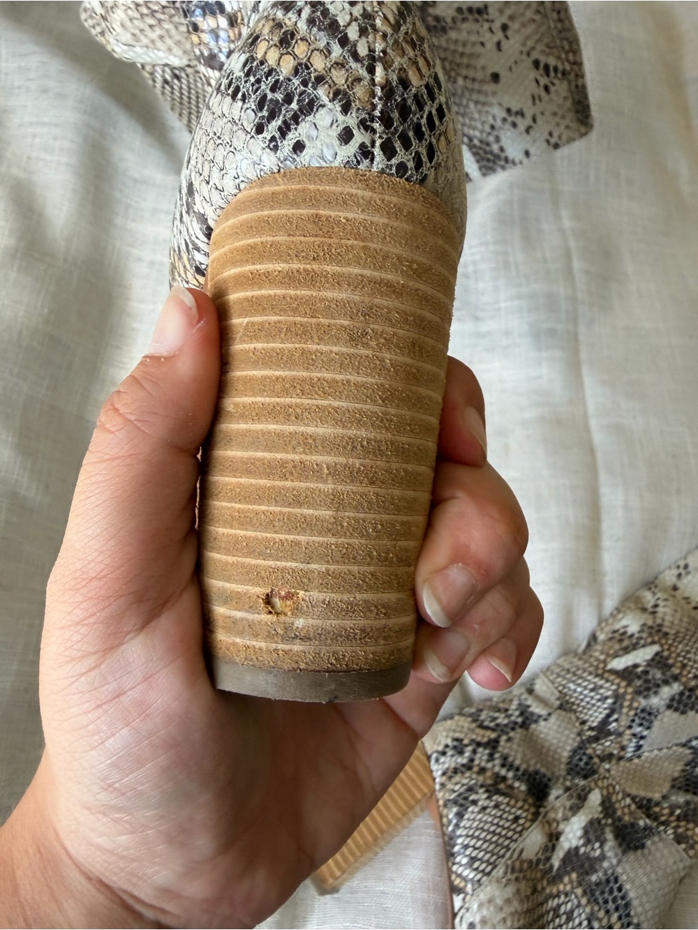 Nasty Gal Taupe & Brown Snake-Print Mid-Calf Heeled Boots - Picture 4 of 4